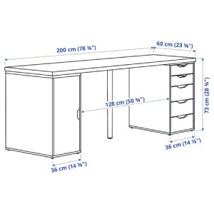 میز کمد دار 200 در 60 سانتی ایکیا LAGKAPTEN / ALEX