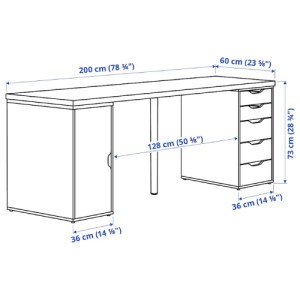 میز کمد دار 200 در 60 سانتی ایکیا LAGKAPTEN / ALEX
