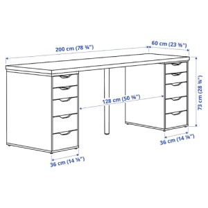 میز 200 در 60 سانتی ایکیا LAGKAPTEN / ALEX با 10 کشو