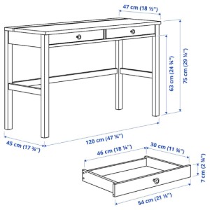 میز 2 کشو ایکیا HEMNES سایز 120 در 47