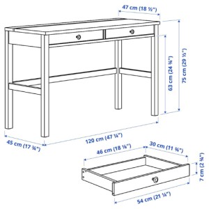 میز 2 کشو ایکیا HEMNES سایز 120 در 47