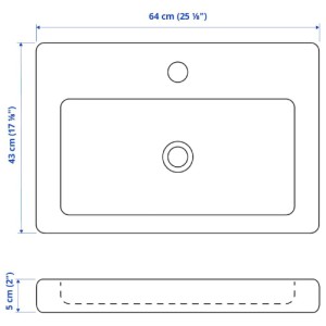 سینک روشویی رومیزی ایکیا TVALLEN با آبگیر سایز 64x43
