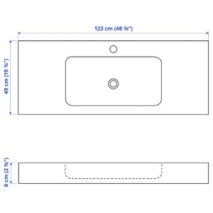 سینک روشویی ایکیا ODENSVIK سایز 123x49x6