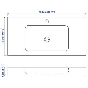 سینک روشویی ایکیا ODENSVIK سایز 103x49x6