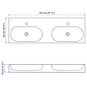 سینک روشویی ایکیا BRAVIKEN سایز 120x48x10