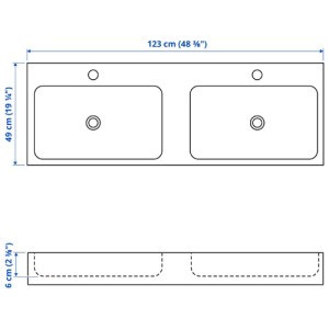سینک روشویی دوتایی ایکیا ODENSVIK سایز 123x49x6