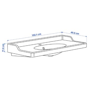 سینک روشویی ایکیا RUTSJON با آبگیر سایز 102x49