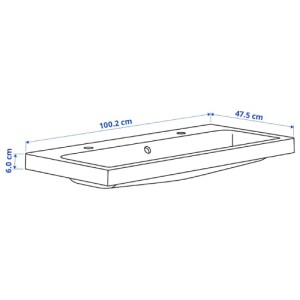 سینک روشویی ایکیا BACKSJON با آبگیر سایز 100x48