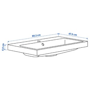 سینک روشویی ایکیا BACKSJON با آبگیر سایز 80x48