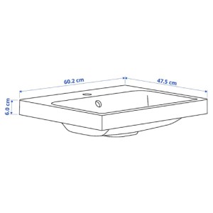 سینک روشویی ایکیا BACKSJON با آبگیر سایز 60x48