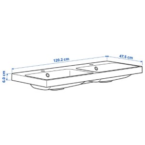 سینک روشویی دوتایی ایکیا BACKSJON با آبگیر سایز 120x48