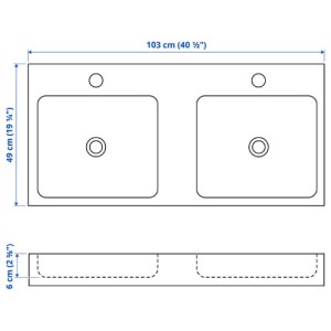 سینک روشویی دوتایی ایکیا ODENSVIK سایز 103x49x6