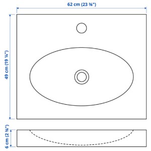 سینک روشویی ایکیا RATTVIKEN سایز 62x49x6