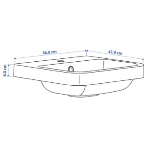 سینک روشویی نیمه فرو رفته ایکیا BACKSJON با آبگیر سایز 50x43