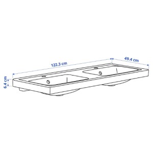 سینک روشویی دوتایی ایکیا ORRSJON با آبگیر سایز 122x49