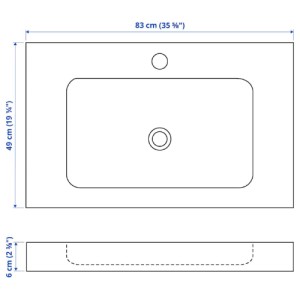 سینک روشویی ایکیا ODENSVIK سایز 83x49x6