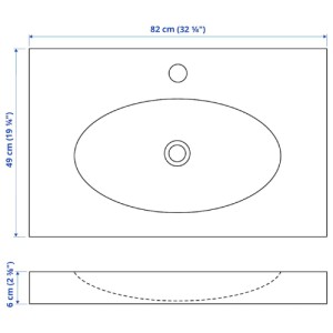 سینک روشویی ایکیا RATTVIKEN سایز 82x49x6