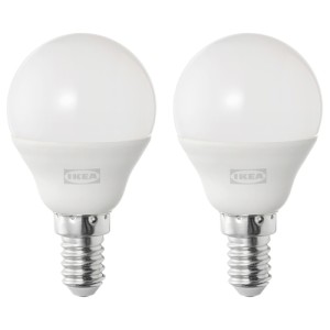 چراغ حبابی LED پایه E14 ایکیا SOLHETTA پک 2 عددی
