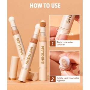 SHEGLAM Complexion Boost Concealer-Buttercream Sponge-Head Applicator Matte Liquid Concealer Long Lasting Brightening Color Corrector Weightless All-Day Long Lasting Hydrating Concealer