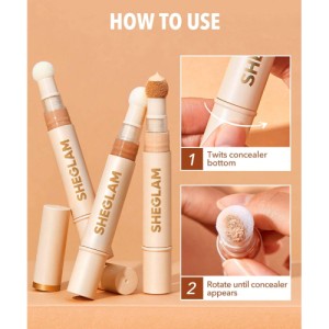 SHEGLAM Complexion Boost Concealer-Pink Pearl Sponge-Head Applicator Matte Liquid Concealer Long Lasting Brightening Color Corrector Weightless All-Day Long Lasting Hydrating Concealer