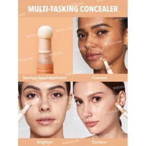 SHEGLAM Complexion Boost Concealer-Pink Pearl Sponge-Head Applicator Matte Liquid Concealer Long Lasting Brightening Color Corrector Weightless All-Day Long Lasting Hydrating Concealer