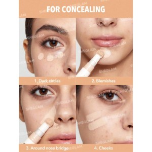 SHEGLAM Complexion Boost Concealer-Linen Sponge-Head Applicator Matte Liquid Concealer Long Lasting Brightening Color Corrector Weightless All-Day Long Lasting Hydrating Concealer Black Friday Winter Concealer