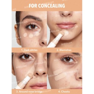 SHEGLAM Complexion Boost Concealer-Fair Sponge-Head Applicator Matte Liquid Concealer Long Lasting Brightening Color Corrector Weightless All-Day Long Lasting Hydrating Concealer