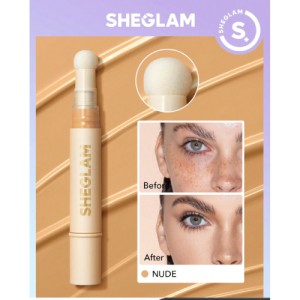 SHEGLAM Complexion Boost Concealer-Nude Sponge-Head Applicator Matte Liquid Concealer Long Lasting Brightening Color Corrector Weightless All-Day Long Lasting Hydrating