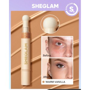 SHEGLAM Complexion Boost Concealer-Warm Vanilla Sponge-Head Applicator Matte Liquid Concealer Long Lasting Brightening Color Corrector Weightless All-Day Long Lasting Hydrating