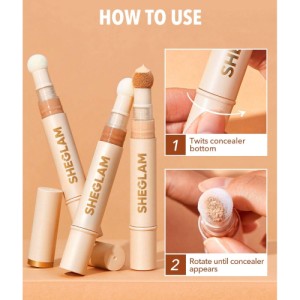 SHEGLAM Complexion Boost Concealer-Warm Vanilla Sponge-Head Applicator Matte Liquid Concealer Long Lasting Brightening Color Corrector Weightless All-Day Long Lasting Hydrating