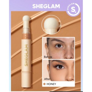 SHEGLAM Complexion Boost Concealer-Honey Sponge-Head Applicator Matte Liquid Concealer Long Lasting Brightening Color Corrector Weightless All-Day Long Lasting Hydrating