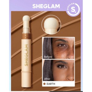 SHEGLAM Complexion Boost Concealer-Earth Sponge-Head Applicator Matte Liquid Concealer Long Lasting Brightening Color Corrector Weightless All-Day Long Lasting Hydrating