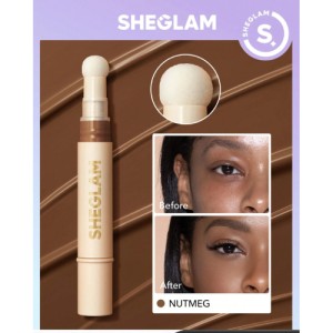 SHEGLAM Complexion Boost Concealer-Nutmeg Sponge-Head Applicator Matte Liquid Concealer Long Lasting Brightening Color Corrector Weightless All-Day Long Lasting Hydrating