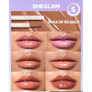 SHEGLAM Pout-Perfect Shine Lip Plumper-Walk On The Beach Moisturizing Plumping Solid Lip Gloss Non-Stick Nourishing Lip Plumping Serum Coconut Oil Lipstick Lip Cosmetics