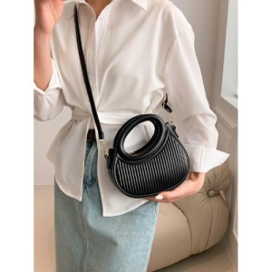 Fashion black niche design French gentle lady new trend commuter date hand-held shoulder cross-body women's bag