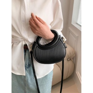 Fashion black niche design French gentle lady new trend commuter date hand-held shoulder cross-body women's bag