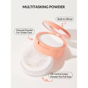 SHEGLAM Insta-Ready Face & Under Eye Setting Powder Duo-Bubblegum 2 In 1 Pink Brightening Oil Control Loose Setting Powder Matte Pore-less Waterproof Long Lasting Pressed Powder