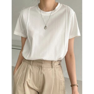 SHEIN Dazy-Less Solid Seam Detail Tee