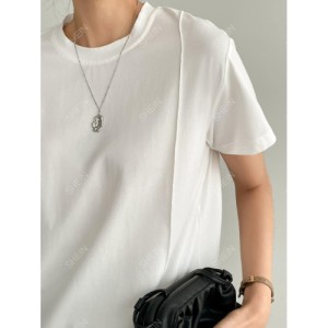 SHEIN Dazy-Less Solid Seam Detail Tee