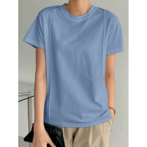 SHEIN Dazy-Less Solid Seam Detail Tee