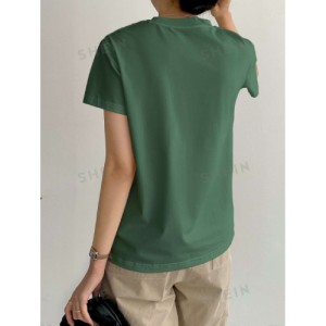 SHEIN Dazy-Less Solid Seam Detail Tee