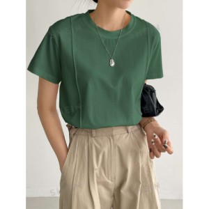 SHEIN Dazy-Less Solid Seam Detail Tee