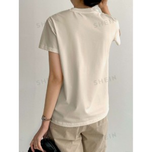 SHEIN Dazy-Less Solid Seam Detail Tee