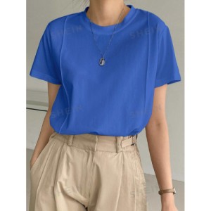 SHEIN Dazy-Less Solid Seam Detail Tee