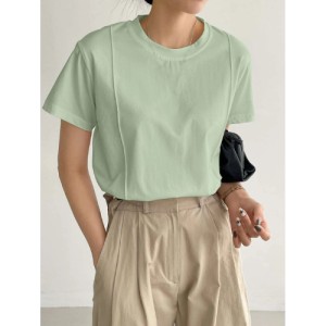 SHEIN Dazy-Less Solid Seam Detail Tee