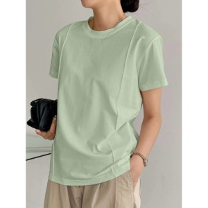 SHEIN Dazy-Less Solid Seam Detail Tee