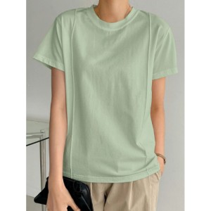 SHEIN Dazy-Less Solid Seam Detail Tee