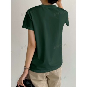 SHEIN Dazy-Less Solid Seam Detail Tee