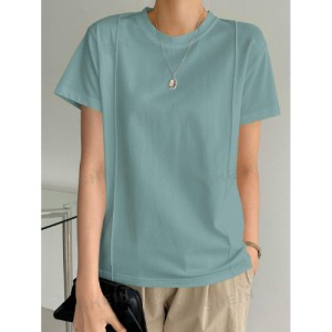 SHEIN Dazy-Less Solid Seam Detail Tee