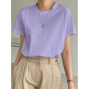 SHEIN Dazy-Less Solid Seam Detail Tee